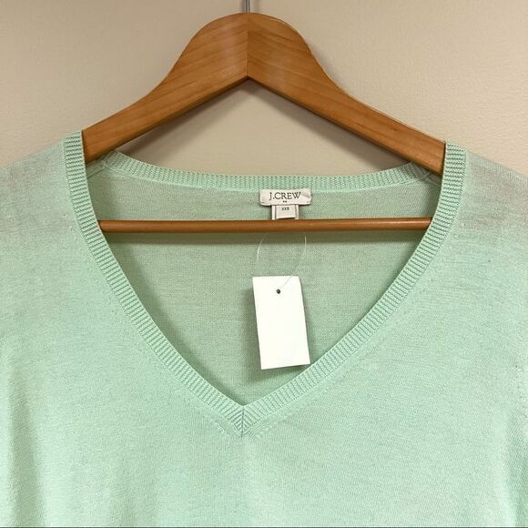 J Crew v neck cotton green sweater. Size XXS - Picture 4 of 4